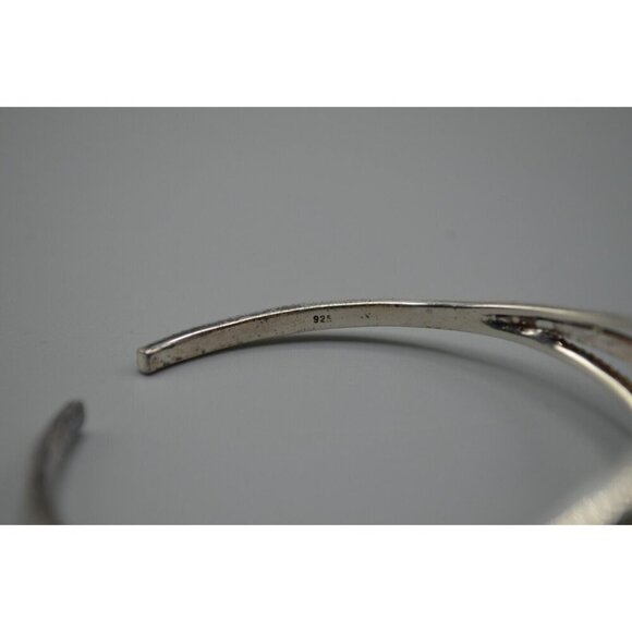 Navy Blue Stone Bangle Bracelet Sterling Silver 925 Filigree 23.03g 2.25" - Picture 7 of 8